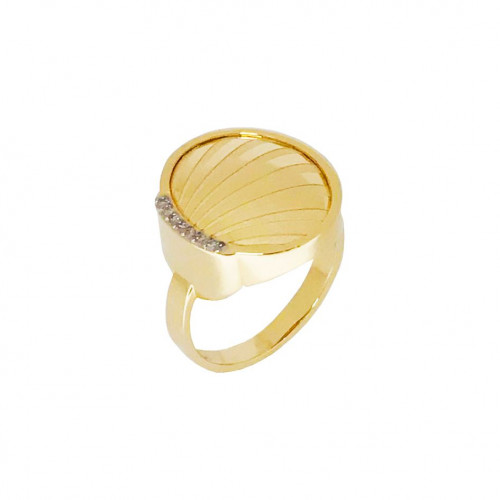 Anel de ouro amarelo 18k oval com Diamantes