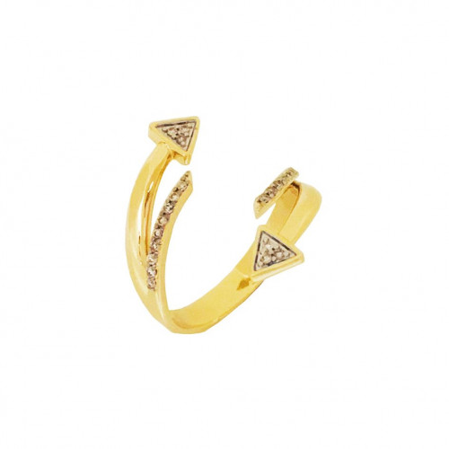 Anel de ouro amarelo 18k triângulos com Diamantes