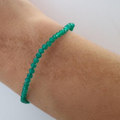 Pulseira de gemas naturais ônix verde