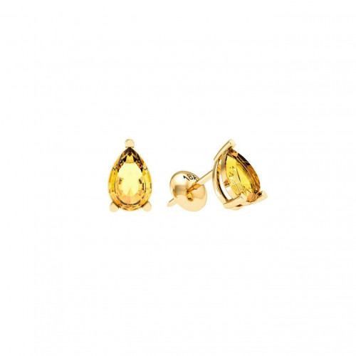 Brinco de ouro amarelo 18k com Citrino gota