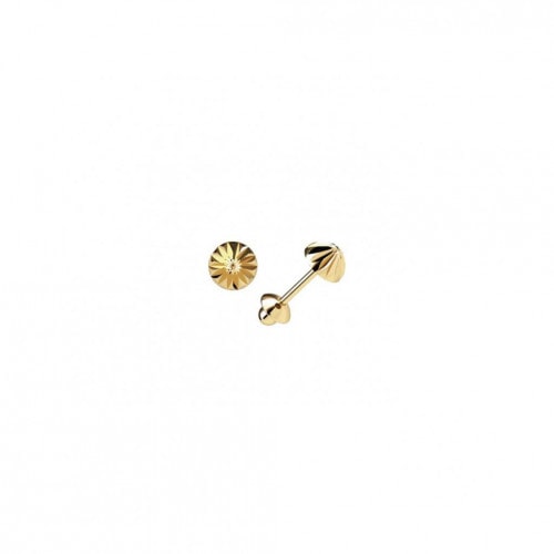 Brinco infantil de ouro amarelo 18k meia bolinha 4mm diamantada