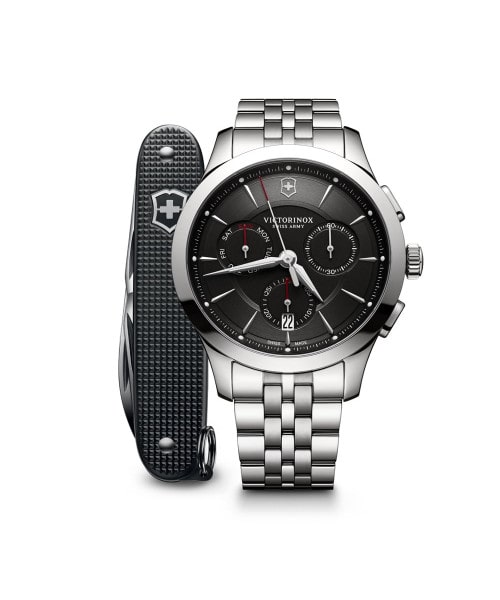 Relógio Victorinox Alliance Chronograph com canivete do exército suíço Pioneer Preto