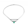 Gargantilha Choker de Ouro branco 18K com Esmeralda e Diamantes