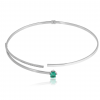 Gargantilha Choker de Ouro branco 18K com Esmeralda e Diamantes