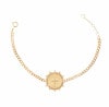 Pulseira de ouro amarelo 18k Medalha com Diamantes