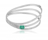 Pulseira Bracelete de Ouro Branco 18K com Diamantes e Esmeralda 