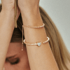 Pulseira de ouro rose 18k feminina bolinhas