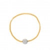 Pulseira Ouro Amarelo de bolinhas e bola com Diamantes - 18K