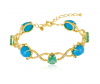 Pulseira de Ouro Amarelo 18K com Turquesas, Esmeraldas e Diamantes 